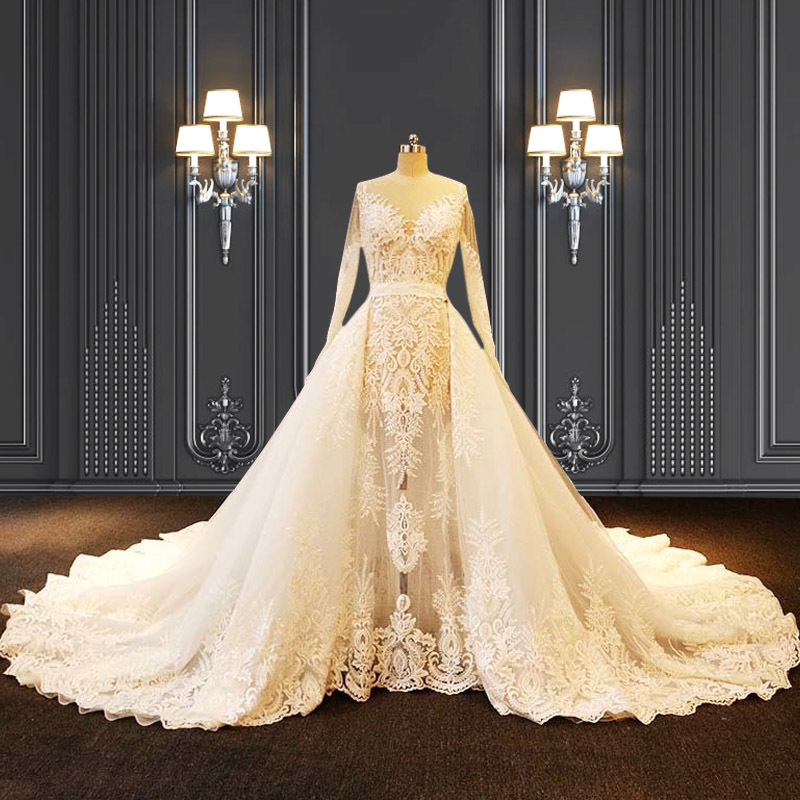 2020 ZZbridal two-pieces mermaid bridal wedding dress with detachable train