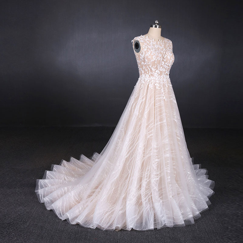 HMY halter wedding dress Suppliers for boutiques-2