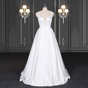 2020 ZZbridal sleeveless satin bridal dress wedding with straps