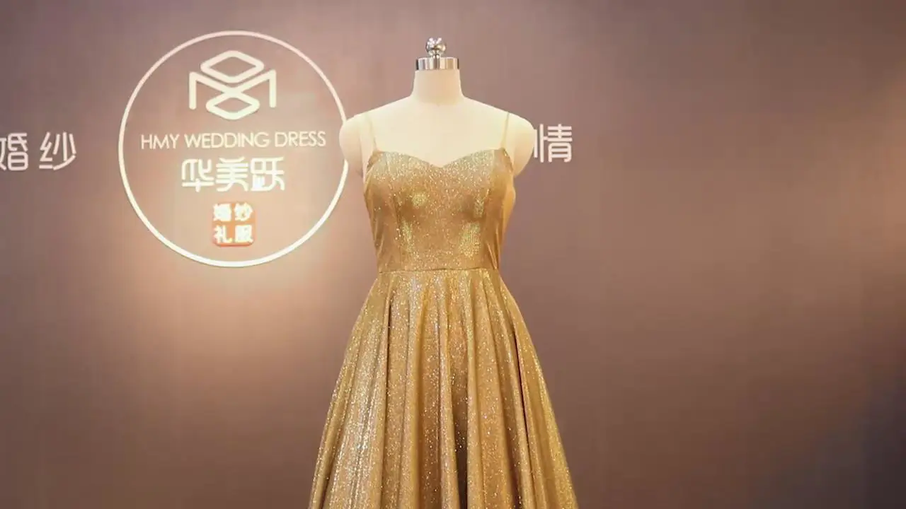 2020 New Evening Dress Gold Glitter Prom Dress Bling Bling Dress