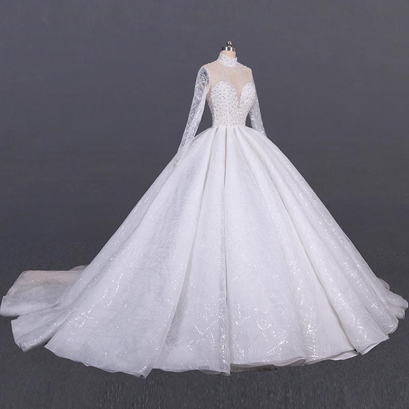 HMY white wedding gown online shopping for business for brides-1