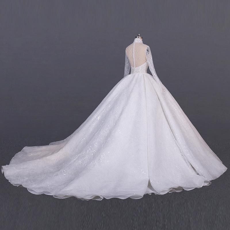 HMY white wedding gown online shopping for business for brides-2