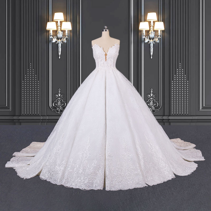 2020 ZZbridal Princess Lace Wedding Dress With Cathedral Train