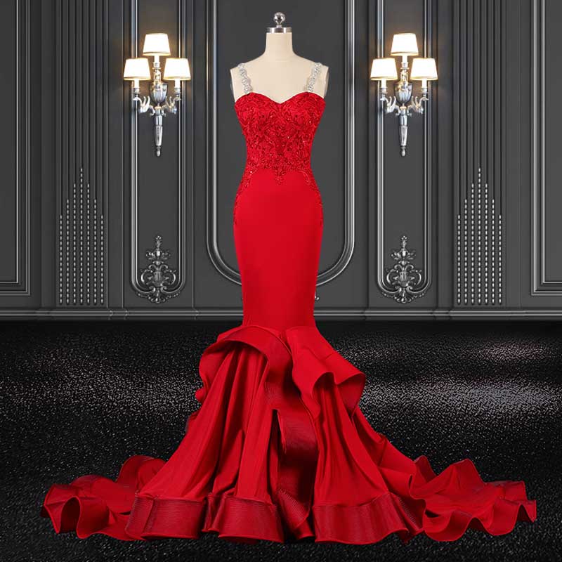 2020 zzbridal mermaid style red jersey evening dress