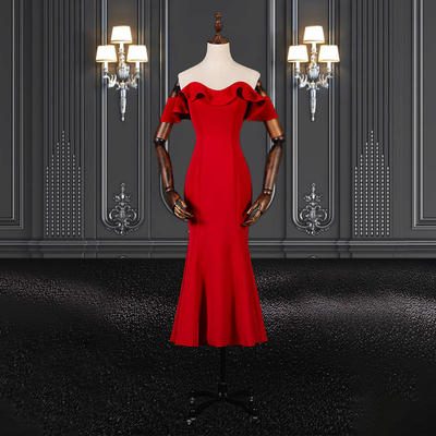 2020 ZZbridal mermaid style red ankle length cocktail dress