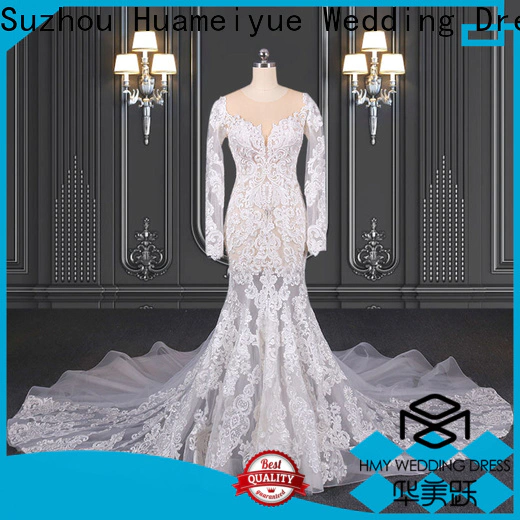 HMY New long white wedding dress factory for boutiques