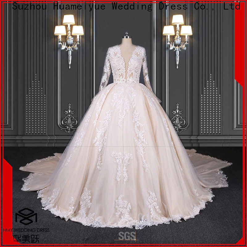 HMY long white wedding dress Supply for boutiques