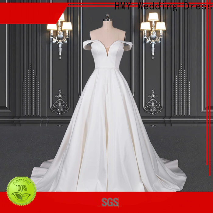 HMY Wholesale white wedding gowns with sleeves company for wedding dress stores