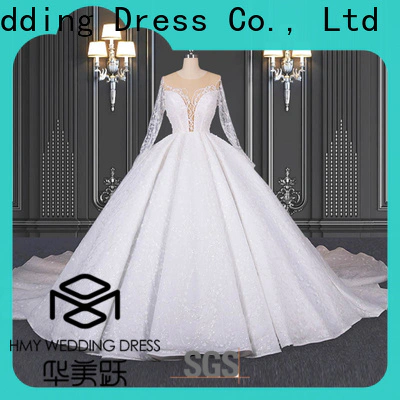 HMY Best wedding gowns with sleeves online for business for brides