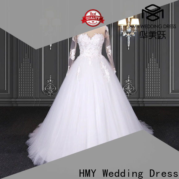 HMY affordable wedding dresses with sleeves for business for wedding party