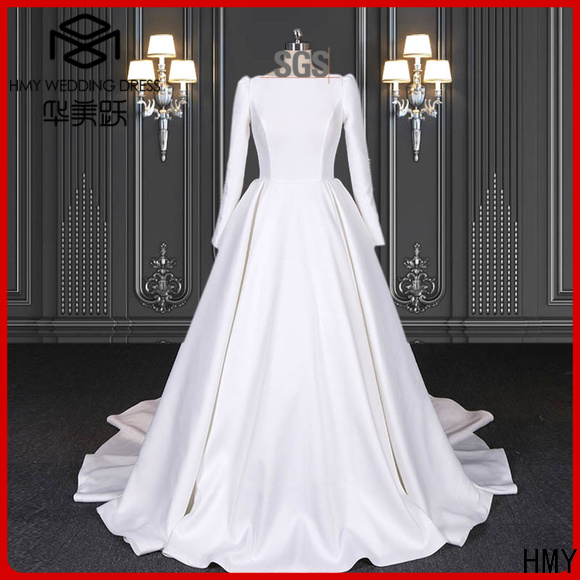 HMY boho long sleeve wedding dress plus size factory for wedding party